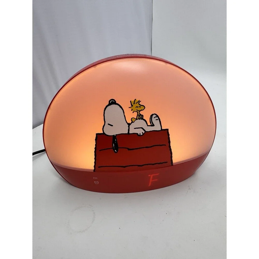 Peanuts Snoopy Sunrise Alarm Clock Red Digital Display Gradual Light Temperature